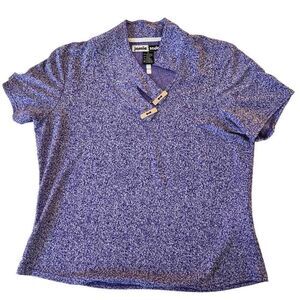 Jamie Sadock Womens Perwinkle Blue Short Sleeve Athletic Golf Top Medium